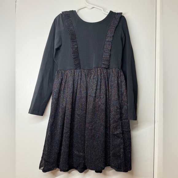 Hanna Andersson Black Multicolor Shimmer Iridescent Long Sleeve Dress Size US 5 - Picture 1 of 14